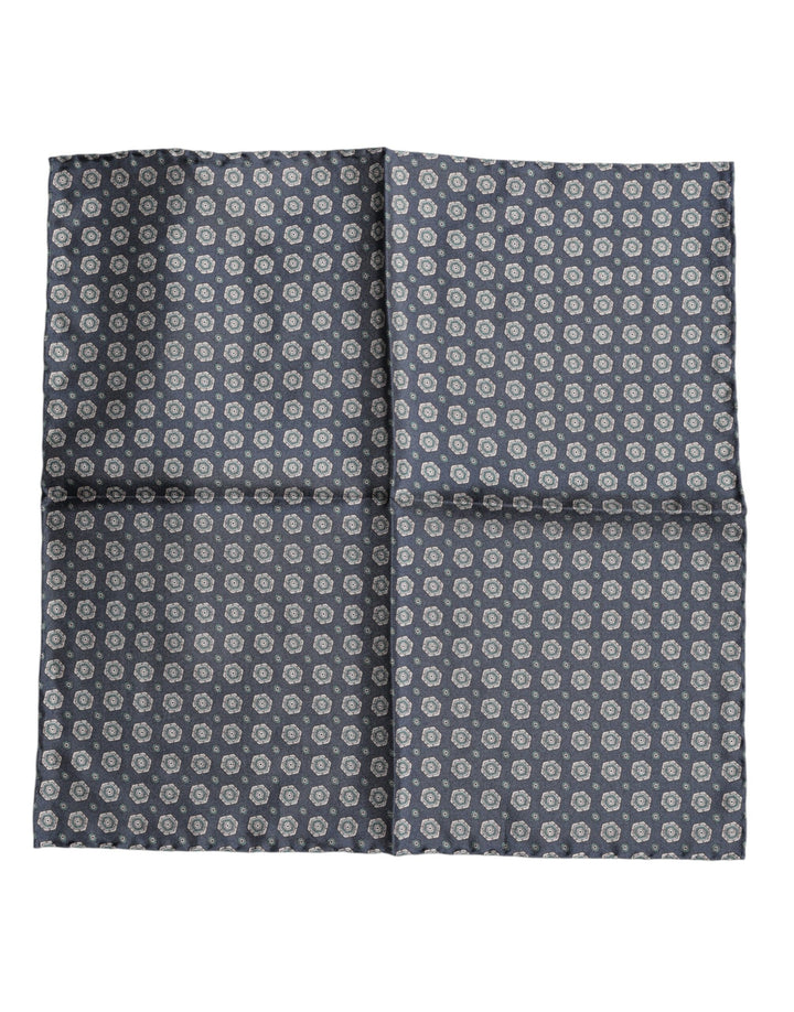 Dolce &amp; Gabbana Blue Patterned Silk Square Handkerchief Scarf