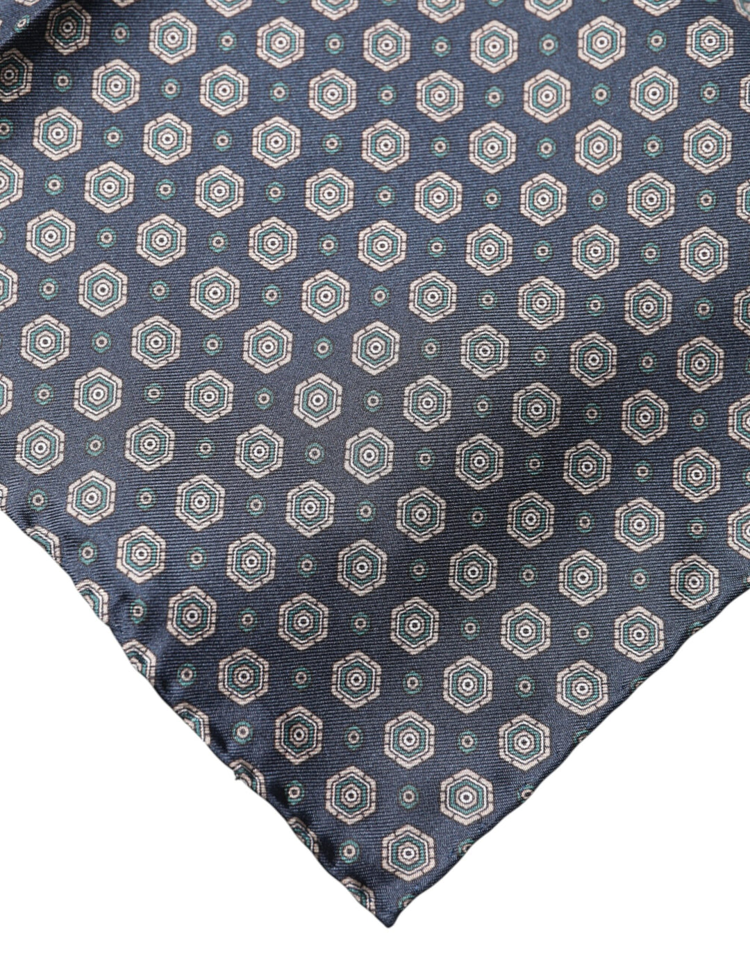 Dolce &amp; Gabbana Blue Patterned Silk Square Handkerchief Scarf