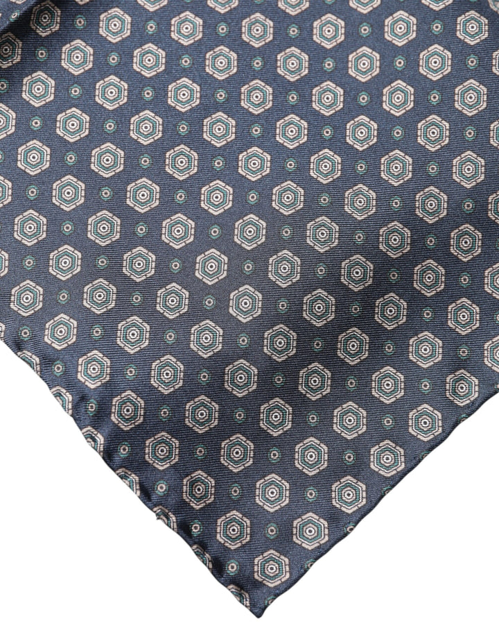 Dolce &amp; Gabbana Blue Patterned Silk Square Handkerchief Scarf