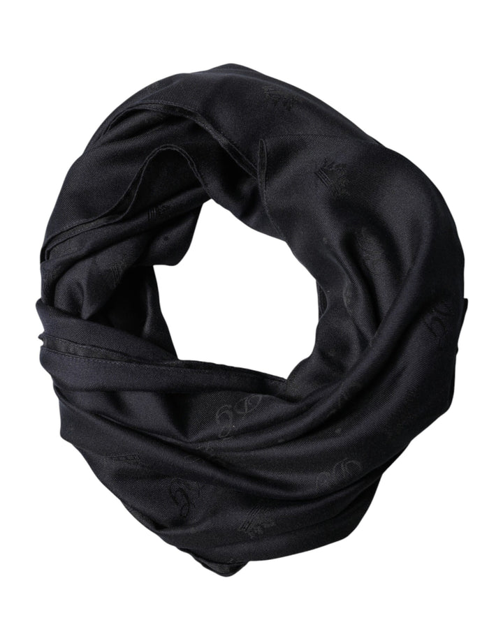 Dolce &amp; Gabbana Black Lace Stole Silk NeckWrap Shawl Scarf
