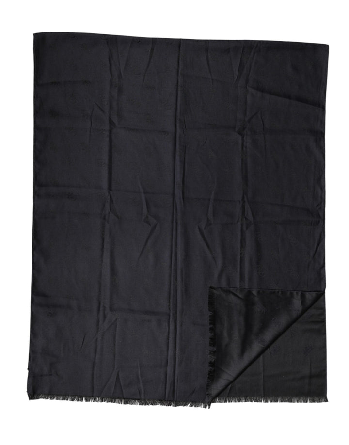 Dolce &amp; Gabbana Black Lace Stole Silk NeckWrap Shawl Scarf