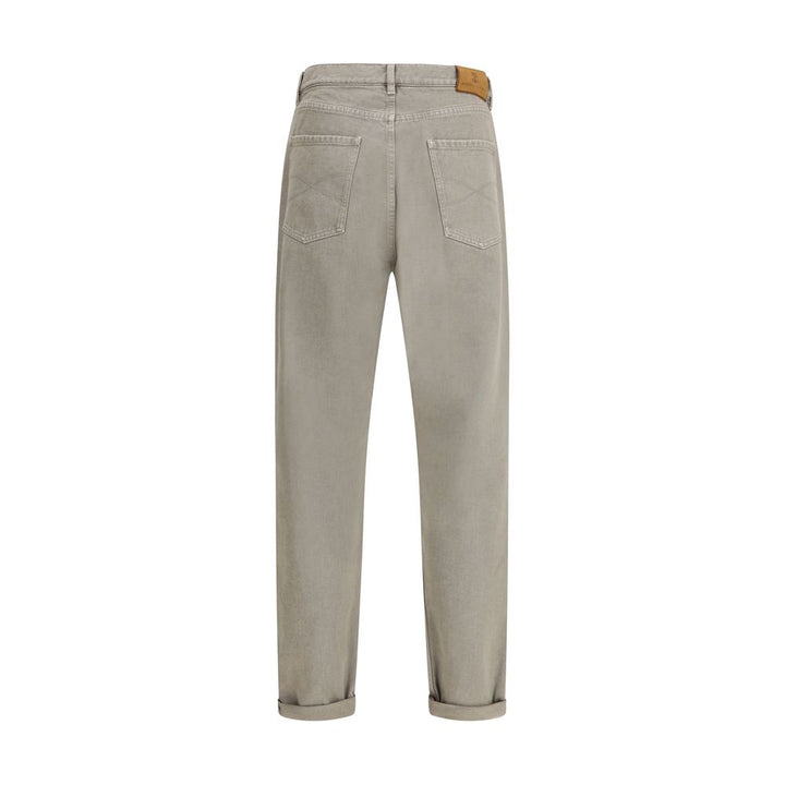 Brunello Cucinelli Bicolor Cotton Straight-Leg Jeans