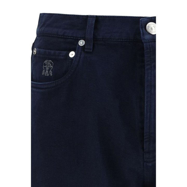 Brunello Cucinelli Blue Cotton Straight-Leg Jeans