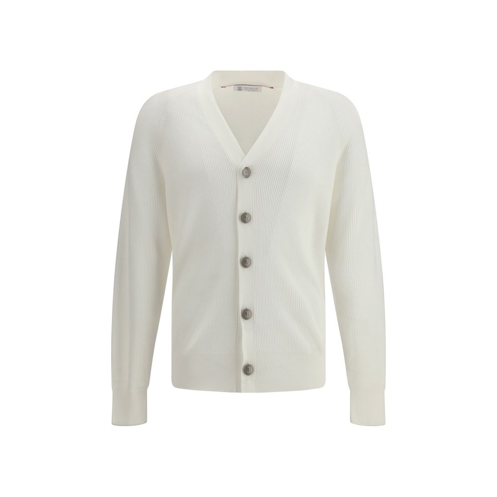 Brunello Cucinelli White Cotton Cardigan