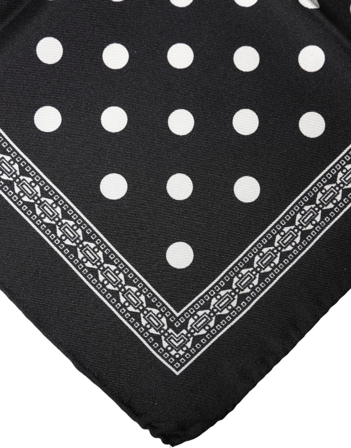 Dolce &amp; Gabbana Black Polka Dot Square Handkerchief Scarf