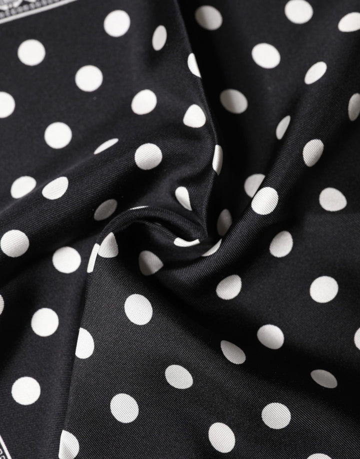 Dolce &amp; Gabbana Black Polka Dot Square Handkerchief Scarf