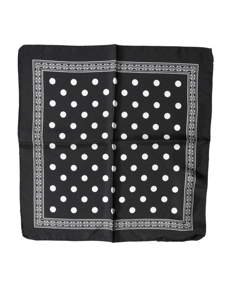 Dolce &amp; Gabbana Black Polka Dot Square Handkerchief Scarf