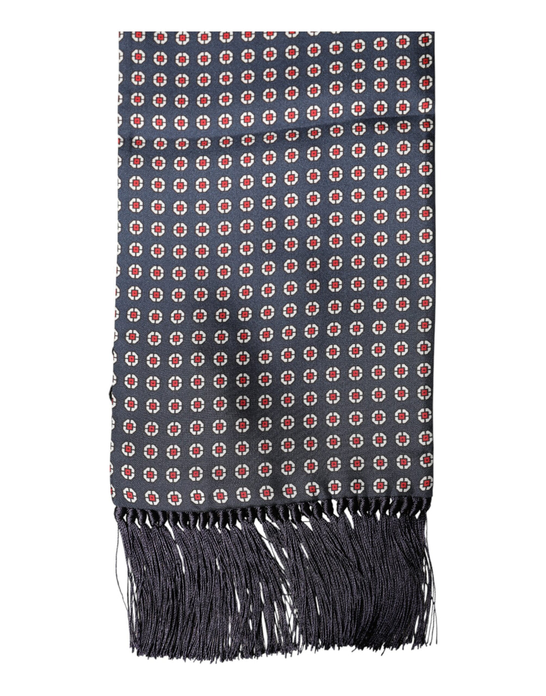 Dolce &amp; Gabbana Black Patterned Fringes Neck Foulard Scarf