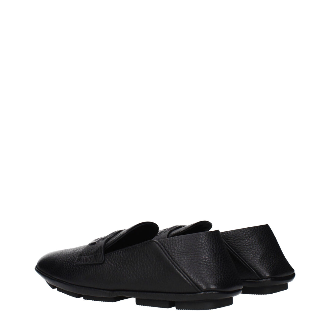 Dolce &amp; Gabbana Black Leather Slip-On Loafers