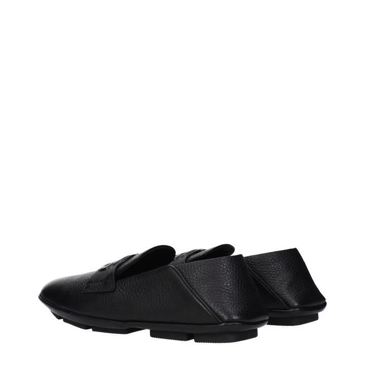 Dolce &amp; Gabbana Black Leather Slip-On Loafers