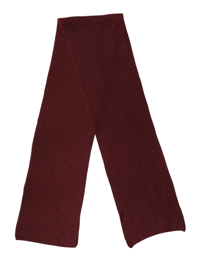 Dolce &amp; Gabbana Maroon Cashmere Knitted NeckWrap Shawl Scarf
