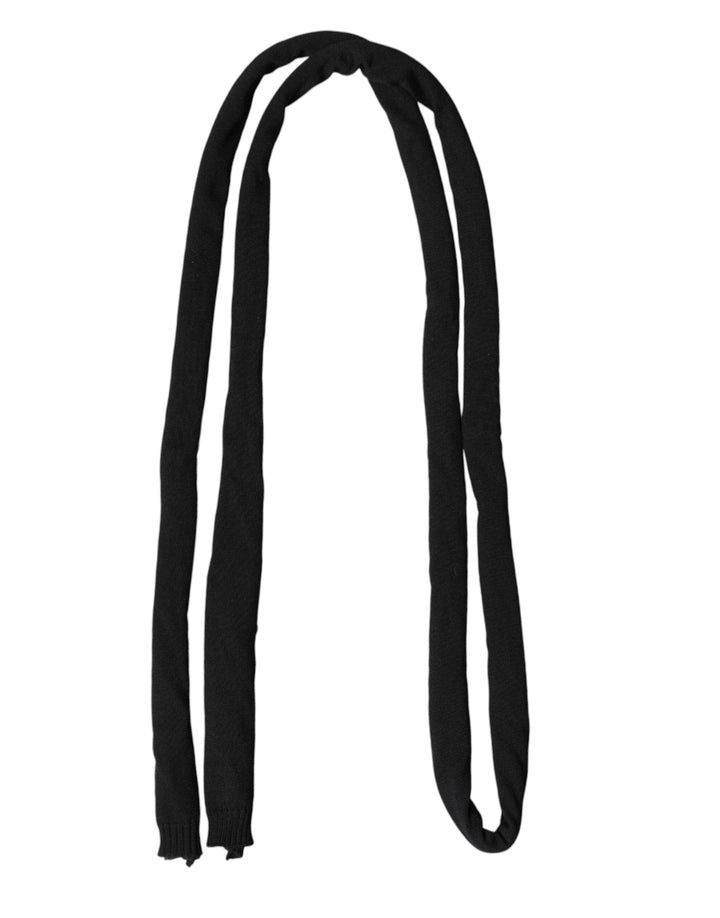 Dolce &amp; Gabbana Black Wool Knitted Neck Wrap Shawl Men Scarf