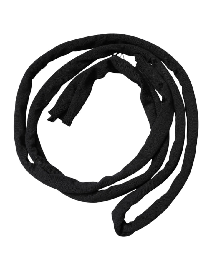 Dolce &amp; Gabbana Black Wool Knitted Neck Wrap Shawl Men Scarf