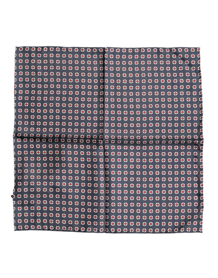 Dolce &amp; Gabbana Blue Patterned Silk Square Handkerchief Scarf