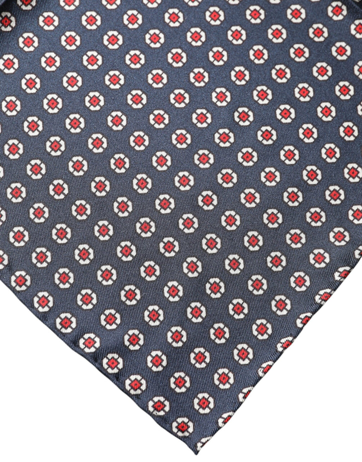 Dolce &amp; Gabbana Blue Patterned Silk Square Handkerchief Scarf