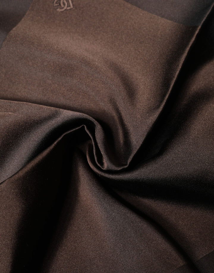 Dolce &amp; Gabbana Brown Logo Silk Square Handkerchief Scarf