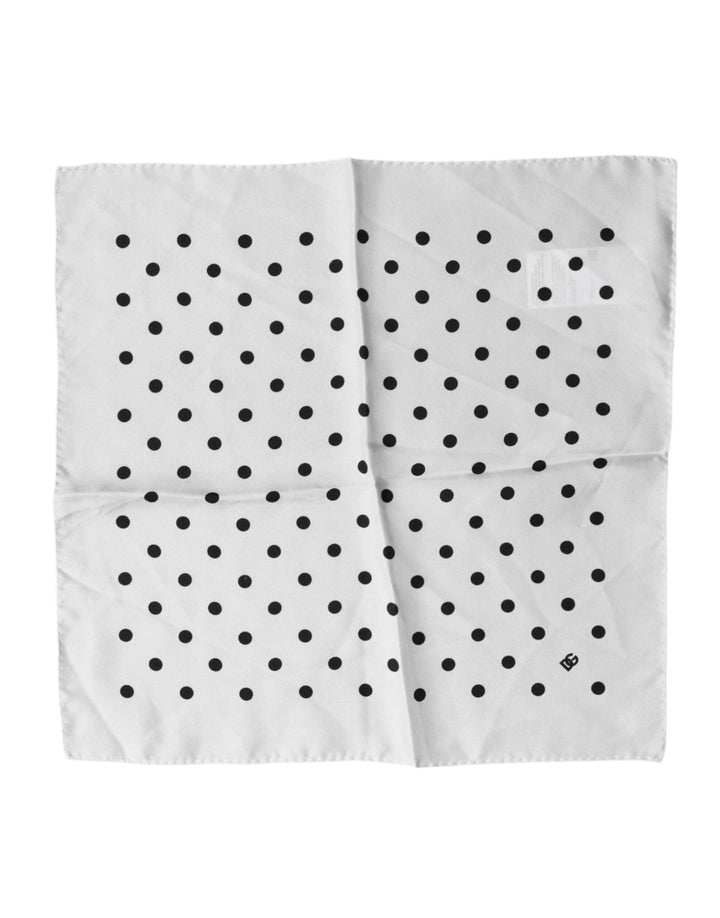 Dolce &amp; Gabbana White Polka Dot Square Handkerchief Scarf