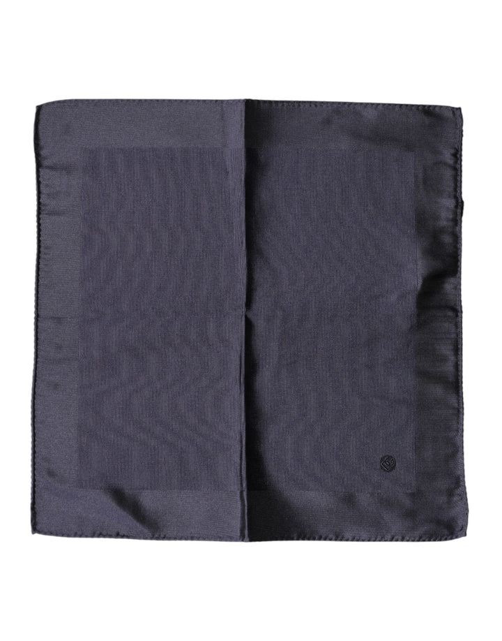 Dolce &amp; Gabbana Blue Logo Silk Men Square Handkerchief Scarf