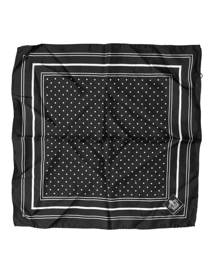 Dolce &amp; Gabbana Scarf Black Poka Dot Men Square Handkerchief