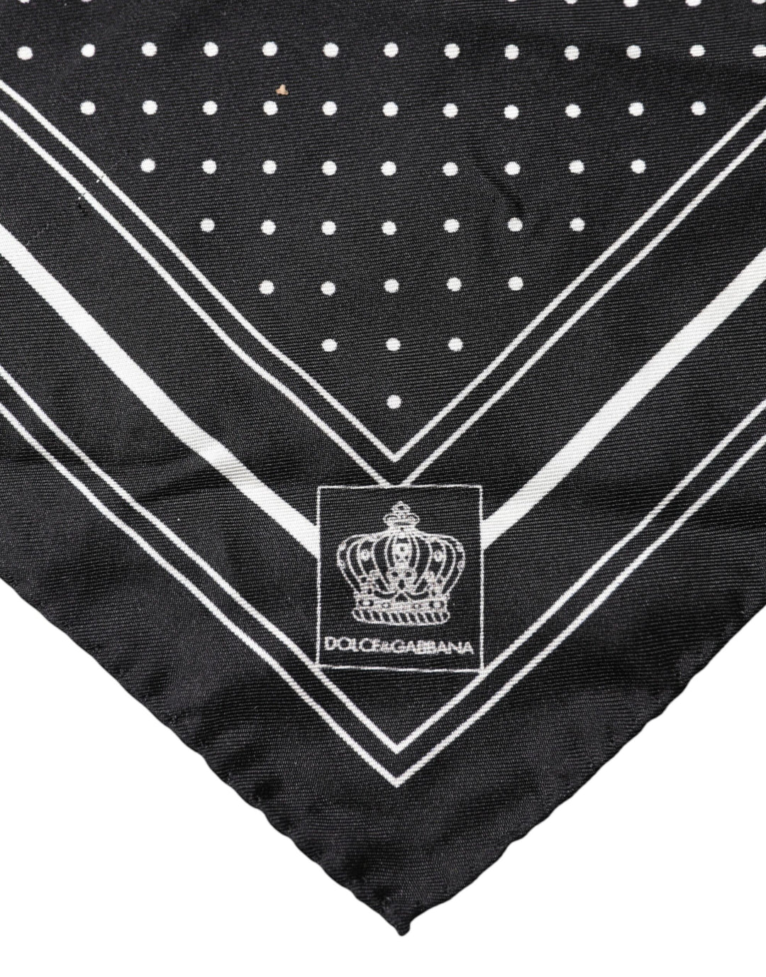 Dolce &amp; Gabbana Scarf Black Poka Dot Men Square Handkerchief