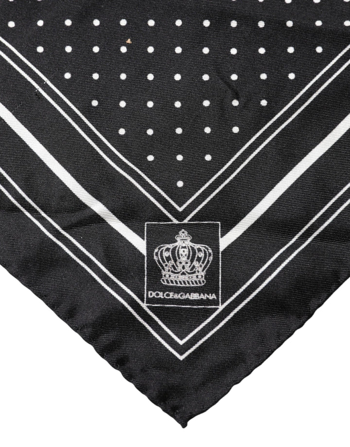 Dolce &amp; Gabbana Scarf Black Poka Dot Men Square Handkerchief