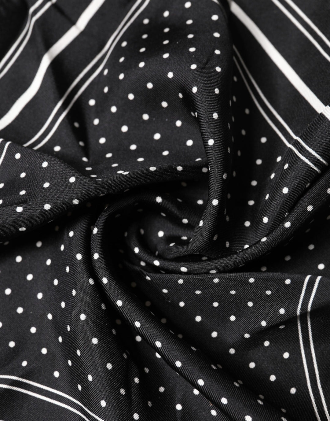 Dolce &amp; Gabbana Scarf Black Poka Dot Men Square Handkerchief