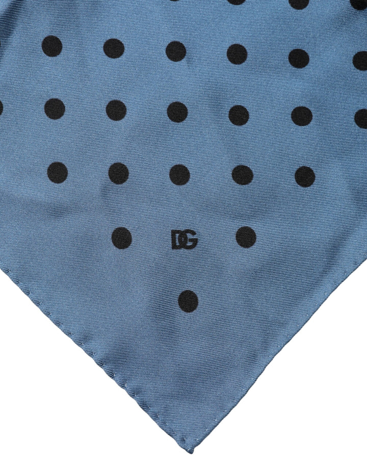 Dolce &amp; Gabbana Blue Polka Dot Square Handkerchief Scarf