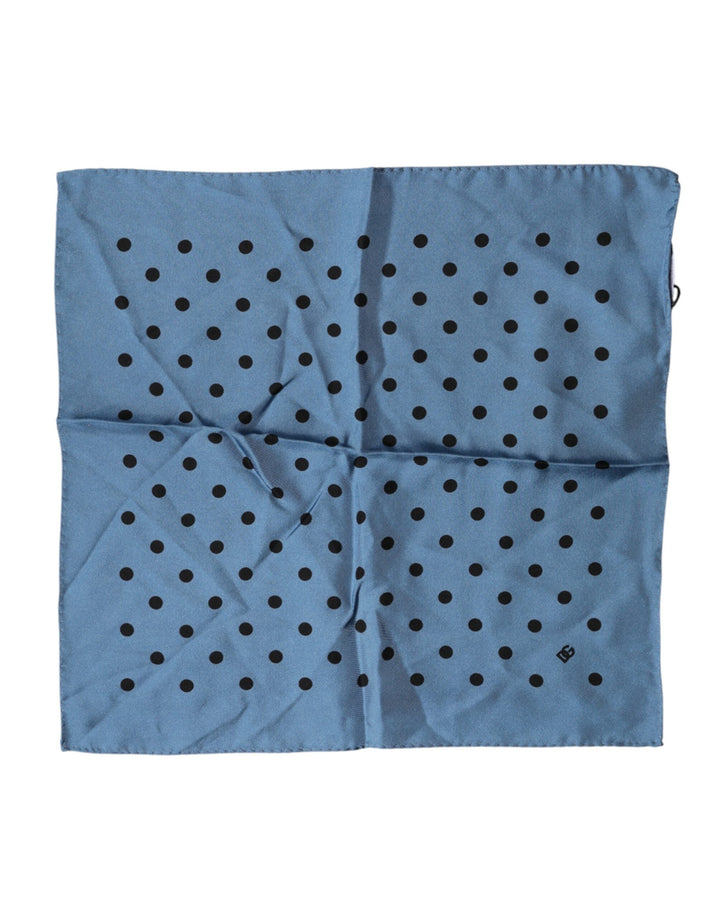 Dolce &amp; Gabbana Blue Polka Dot Square Handkerchief Scarf