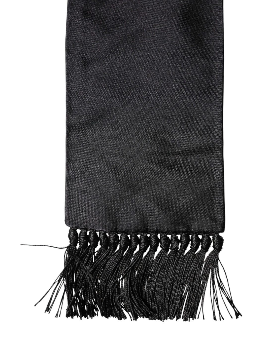 Dolce &amp; Gabbana Black Silk Fringes Neck Wrap Foulard Scarf