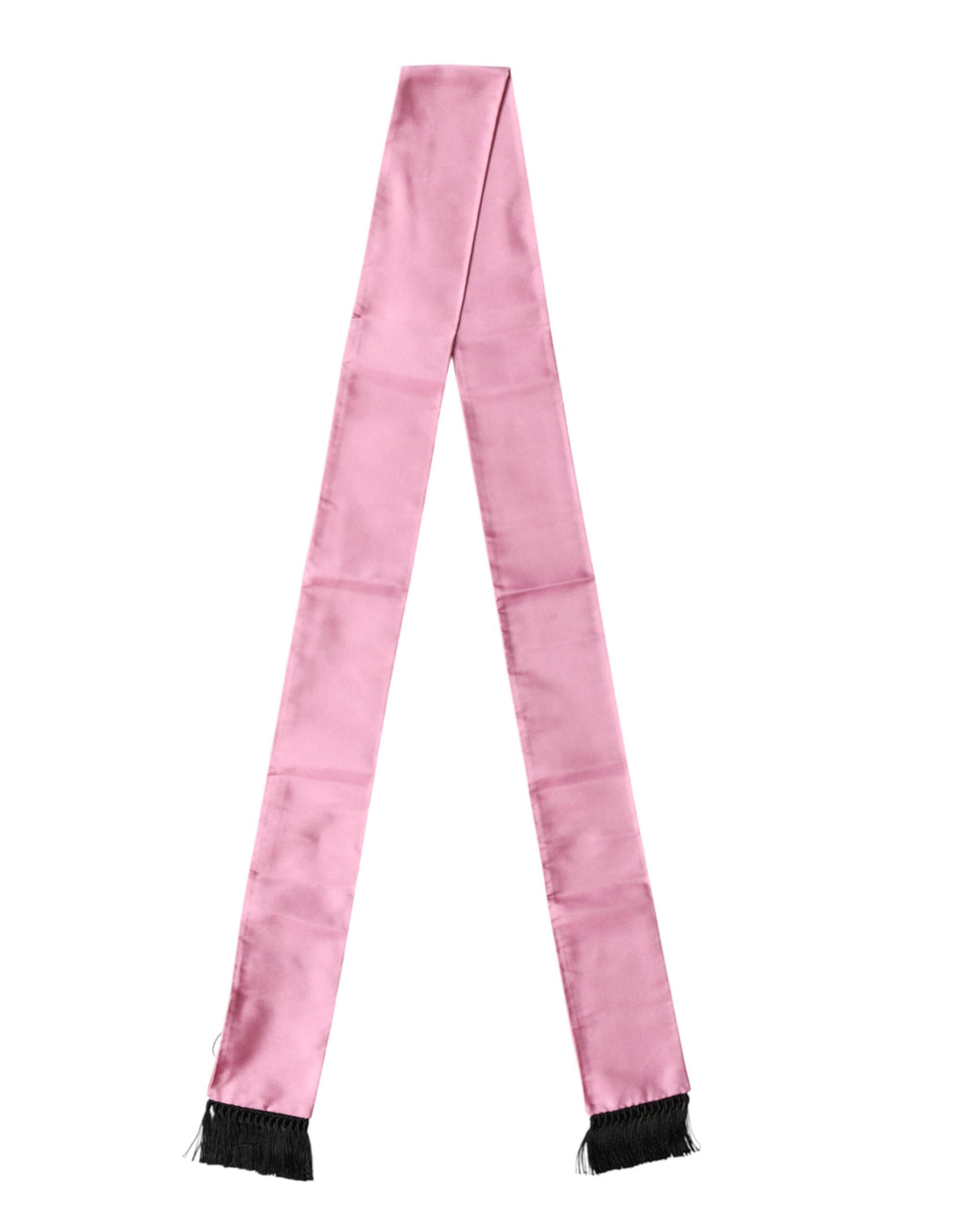 Dolce &amp; Gabbana Pink Silk Fringes Neck Wrap Foulard Scarf