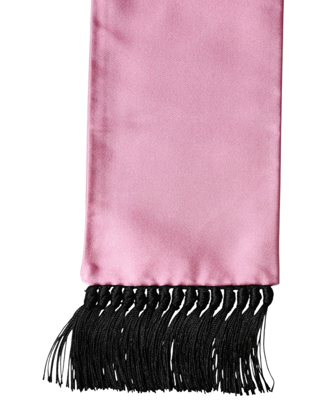 Dolce &amp; Gabbana Pink Silk Fringes Neck Wrap Foulard Scarf