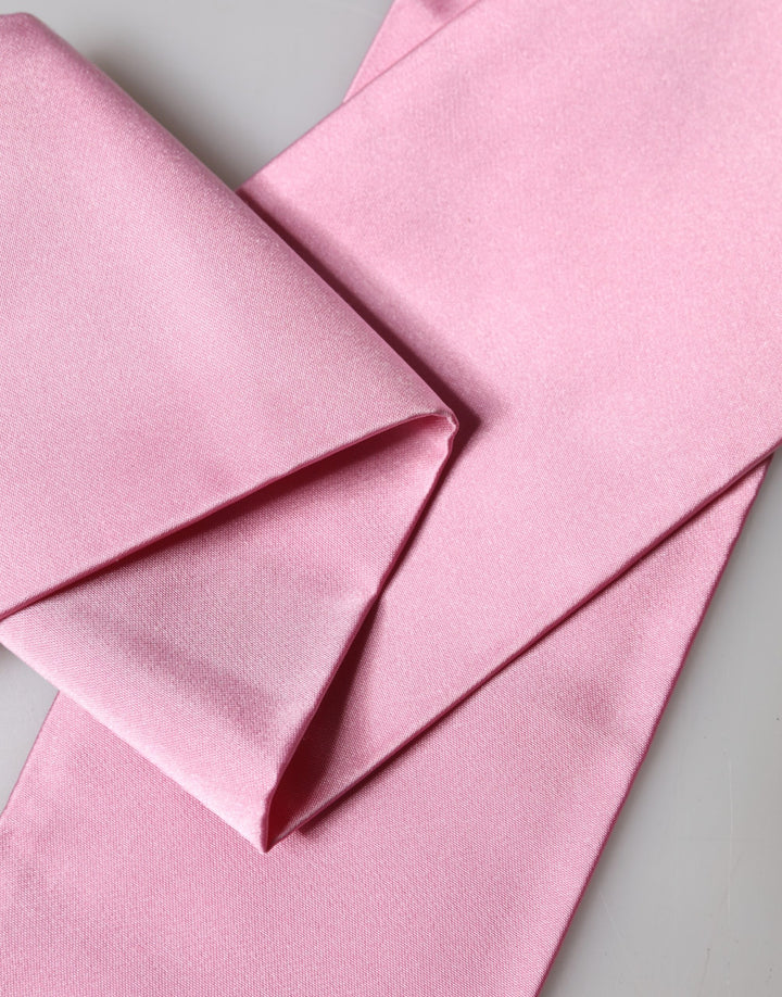 Dolce &amp; Gabbana Pink Silk Fringes Neck Wrap Foulard Scarf