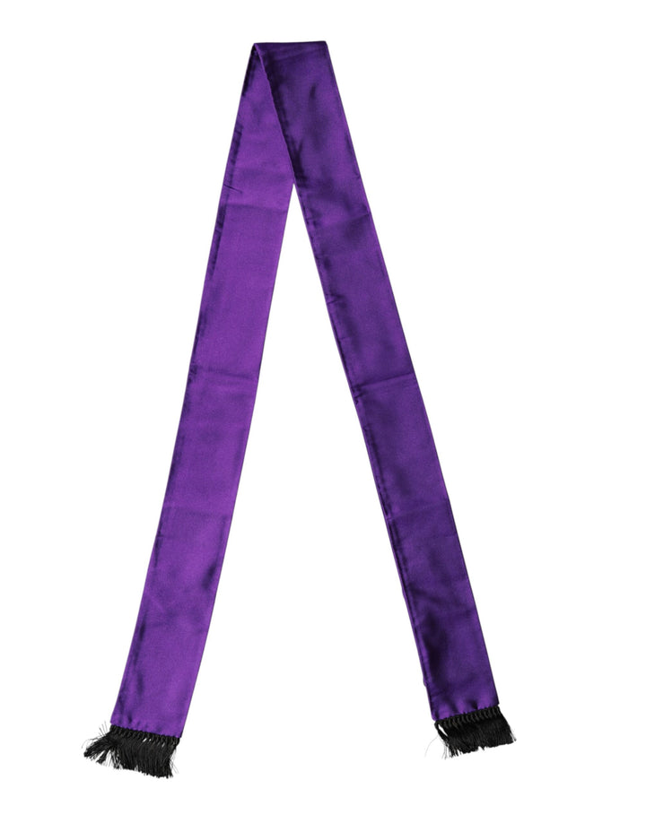 Dolce &amp; Gabbana Violet Silk Fringes Neck Wrap Foulard Scarf