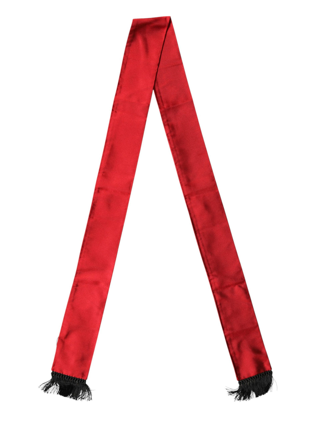 Dolce &amp; Gabbana Red Silk Fringes Neck Wrap Foulard Scarf