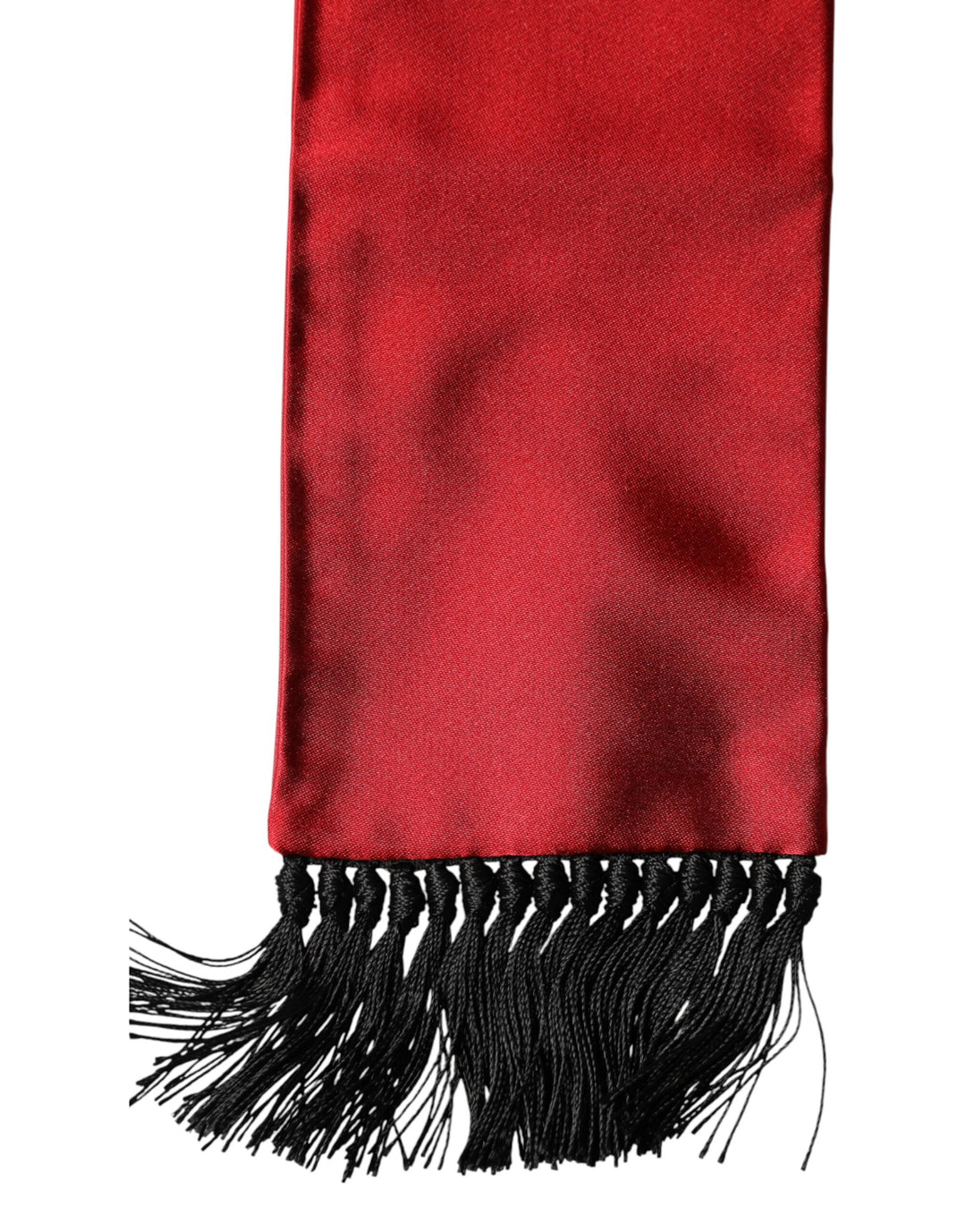Dolce &amp; Gabbana Red Silk Fringes Neck Wrap Foulard Scarf