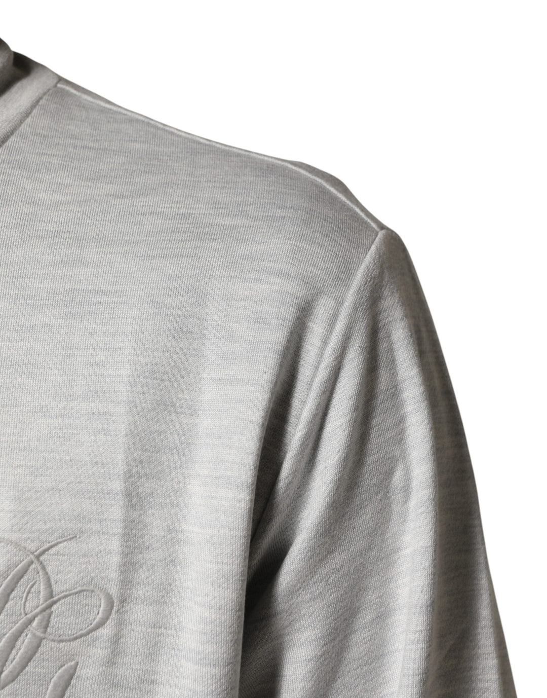 Dolce &amp; Gabbana Light Gray Cotton Zipped Cardigan Sweater
