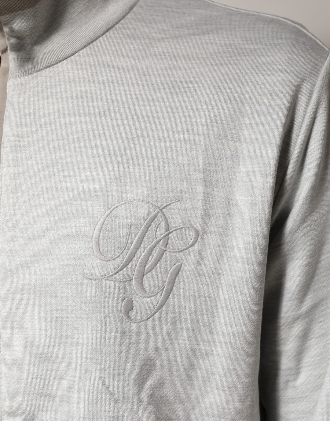 Dolce &amp; Gabbana Light Gray Cotton Zipped Cardigan Sweater