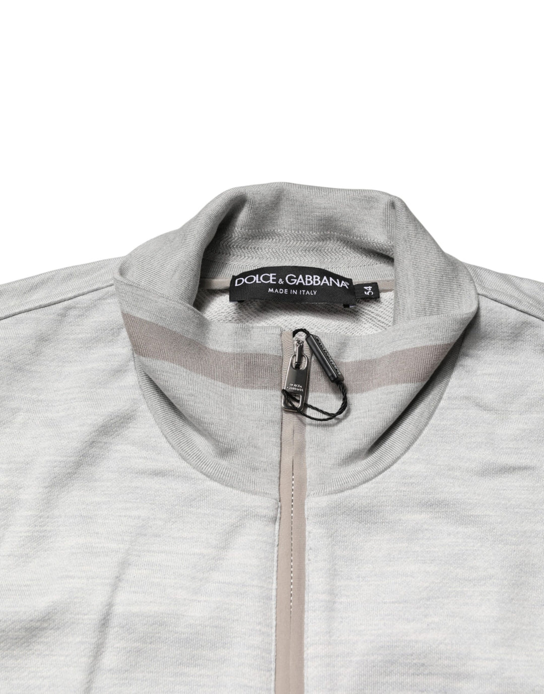 Dolce &amp; Gabbana Light Gray Cotton Zipped Cardigan Sweater