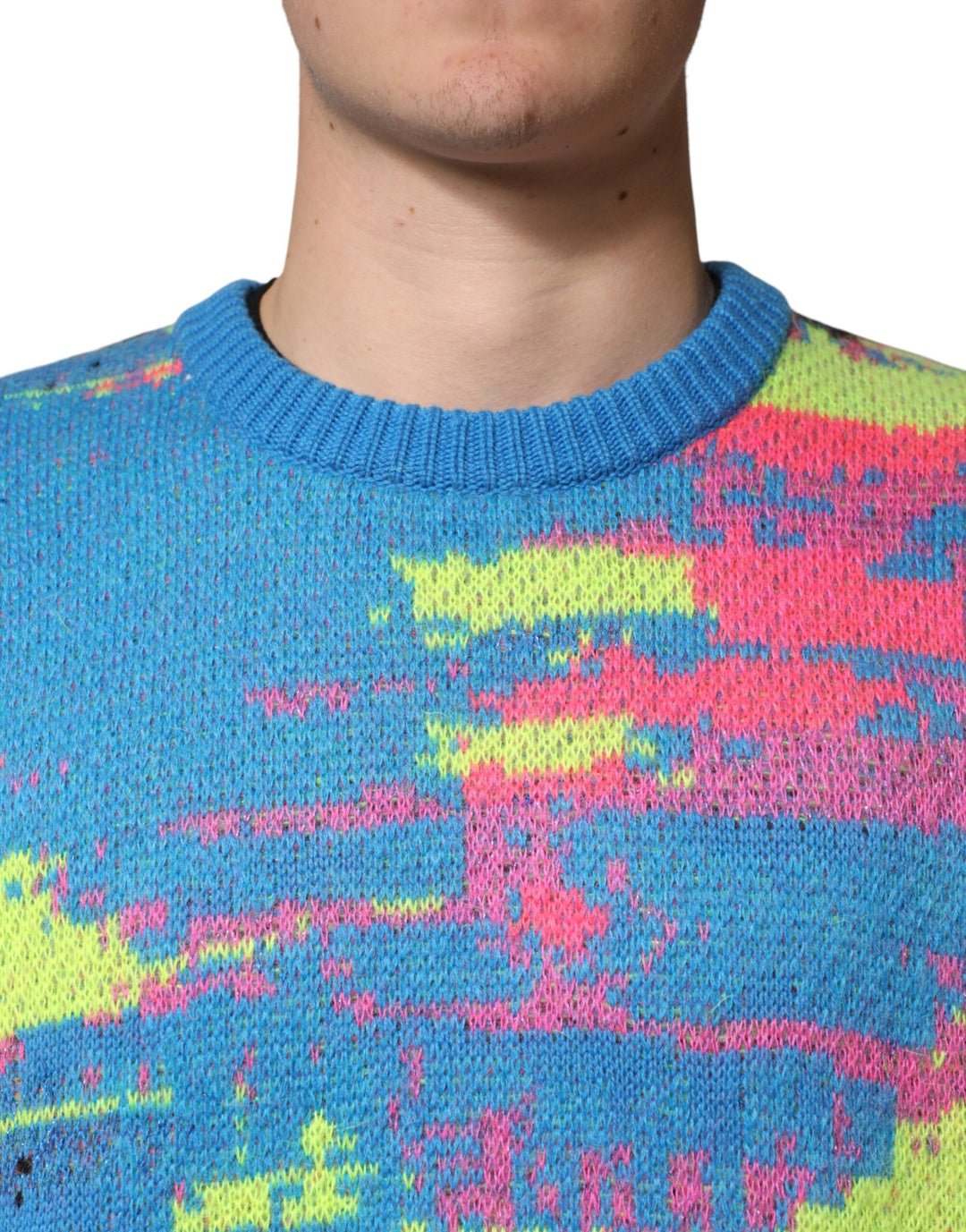 Dolce &amp; Gabbana Multicolor Men Crew Neck Pullover Sweater