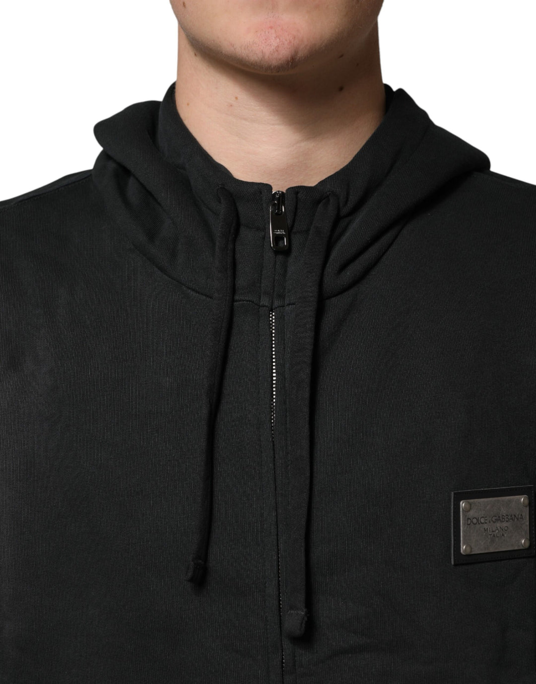 Dolce &amp; Gabbana Black Full Zip Hooded Men Sweatshirt Sweater