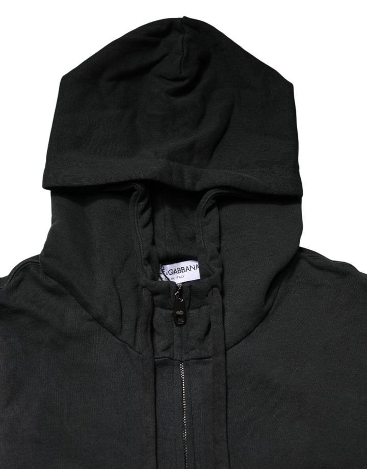 Dolce &amp; Gabbana Black Full Zip Hooded Men Sweatshirt Sweater