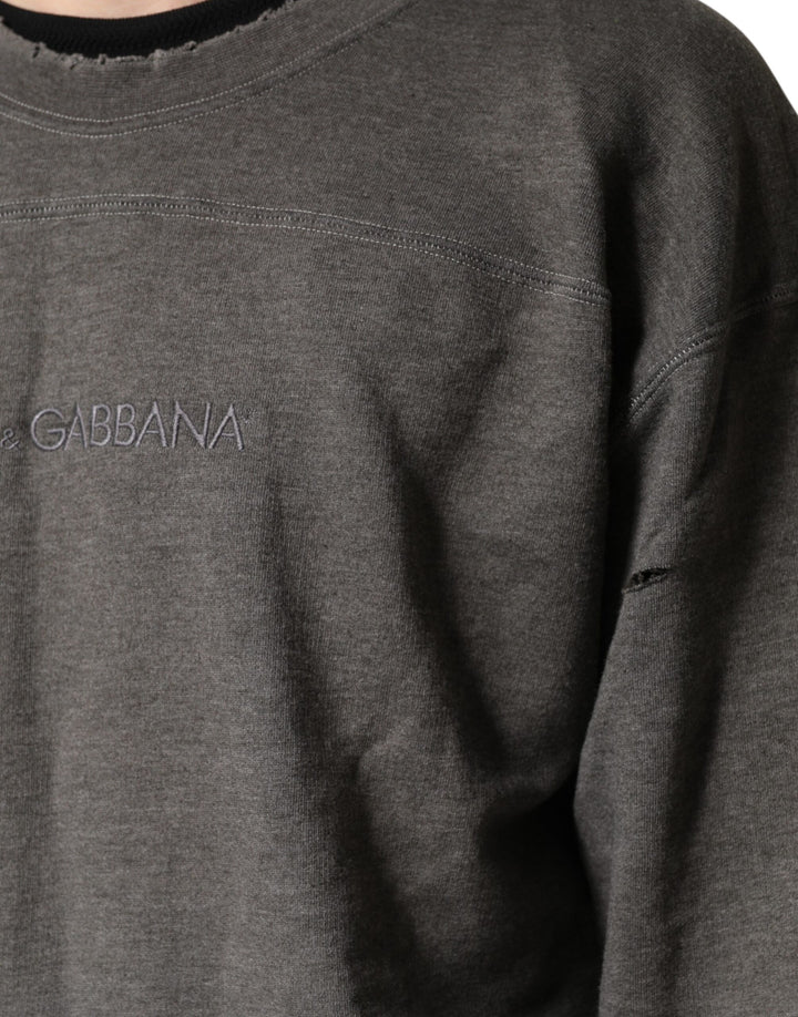 Dolce &amp; Gabbana Gray Cotton Crew Neck Men Sweatshirt Sweater