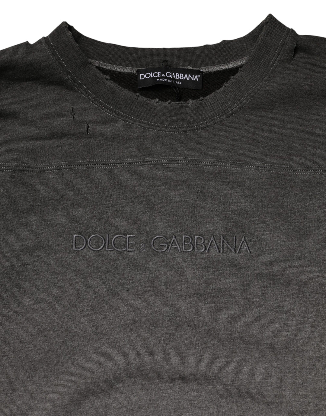 Dolce &amp; Gabbana Gray Cotton Crew Neck Men Sweatshirt Sweater