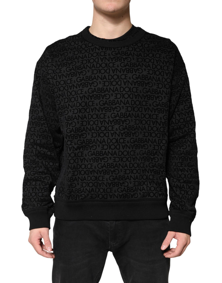 Dolce &amp; Gabbana Black Monogram Crew Neck Sweatshirt Sweater