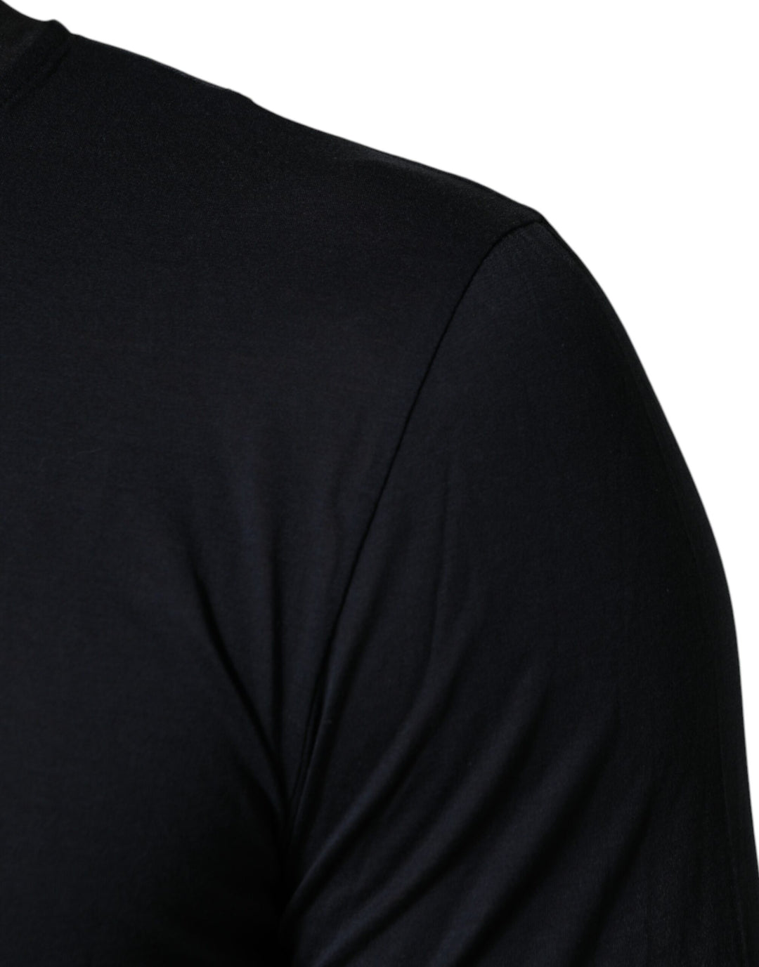 Dolce &amp; Gabbana Dark Blue Cotton Henley Long Sleeves T-Shirt