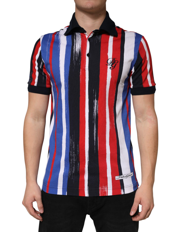 Dolce &amp; Gabbana Multicolor Stripes Cotton Men Polo T-shirt