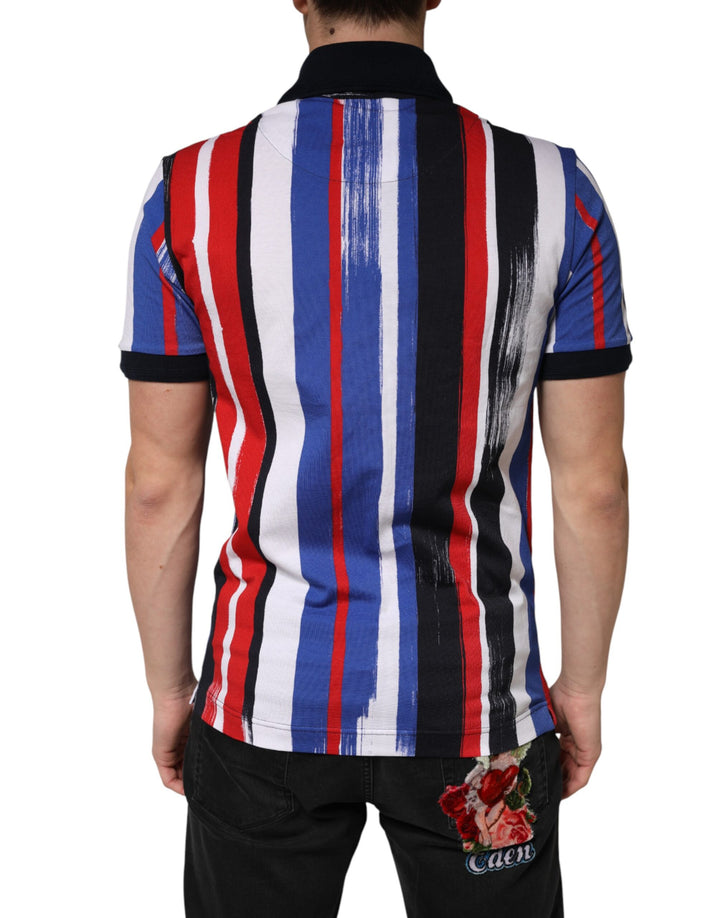 Dolce &amp; Gabbana Multicolor Stripes Cotton Men Polo T-shirt