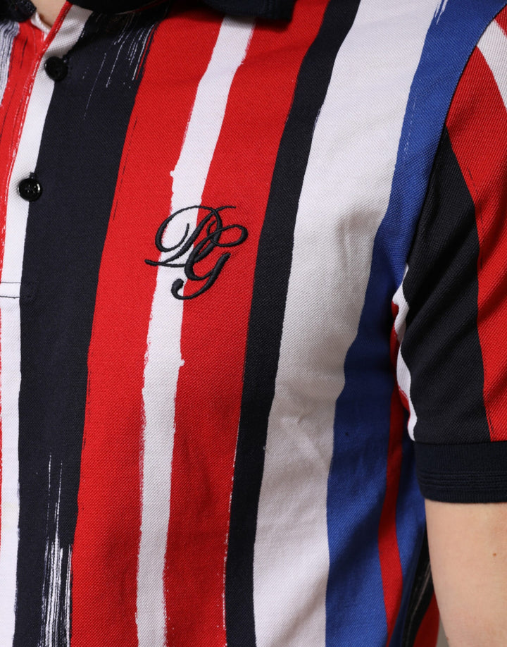 Dolce &amp; Gabbana Multicolor Stripes Cotton Men Polo T-shirt