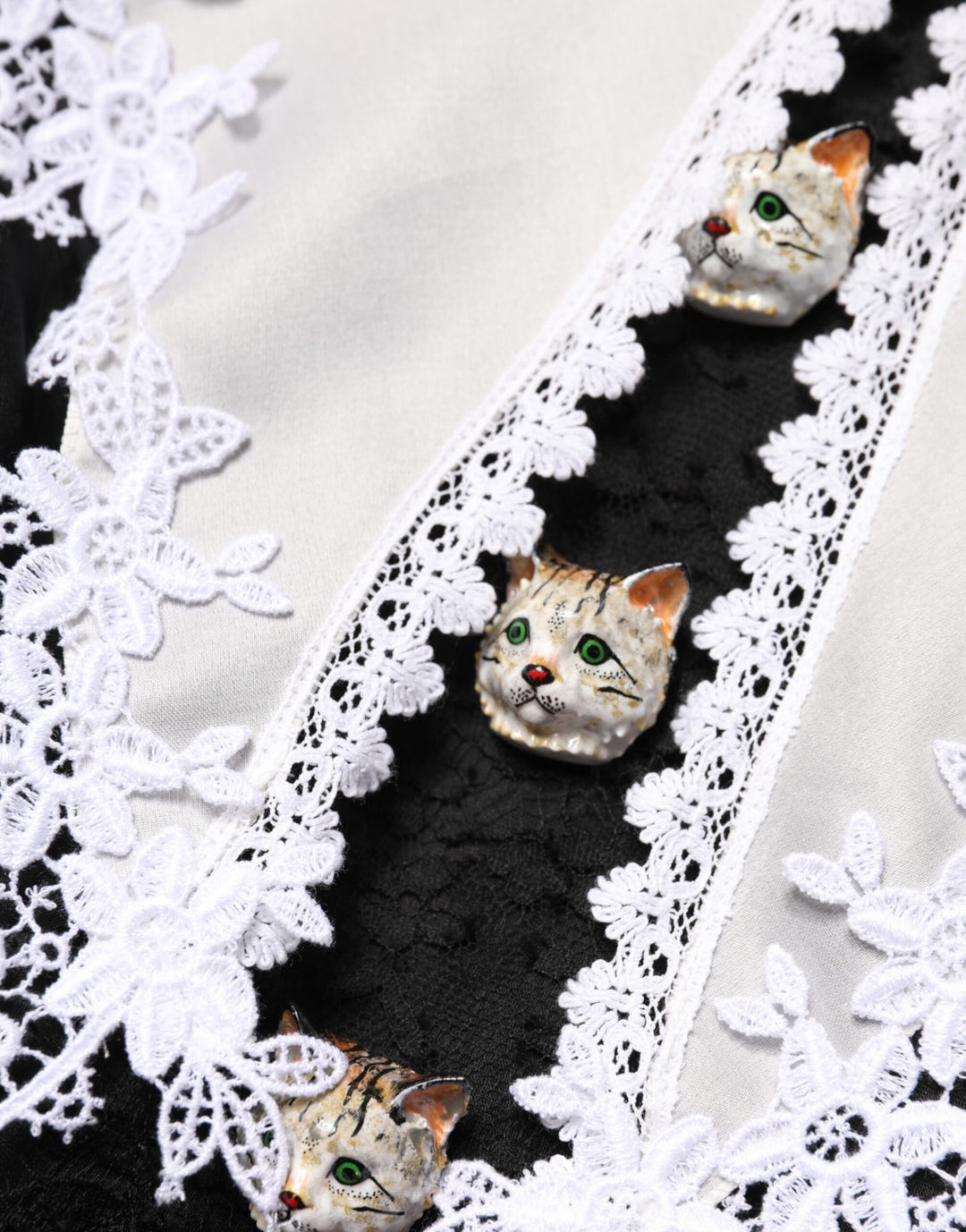 Dolce &amp; Gabbana Black White Silk Macrame Lace Midi Dress