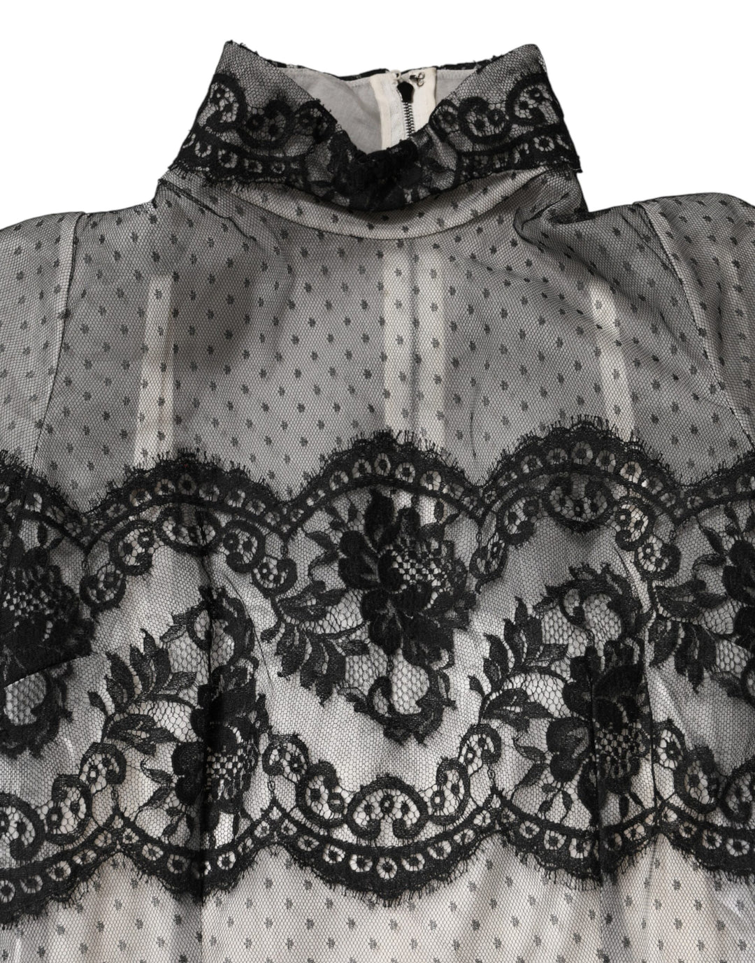 Dolce &amp; Gabbana Black White Lace Silk Blend MaxiSheath Dress